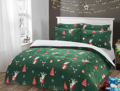 WEIHNACHTEN Teddybär Fleece Bettdecke Steppdecke Bezug weich kuschelig extra warm Bettwäsche Set  - Bild 48 von 56