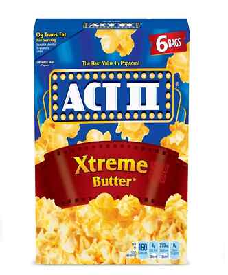 ACT II Xtreme Butter Microwave Popcorn, 6 ct 2.75 oz Bags