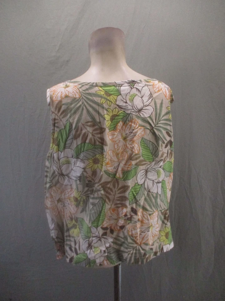 ERIKA Size PXL Women Floral Cotton Blend Square Neck Stretch Ruched Tank Top 205 - Image 4 of 4