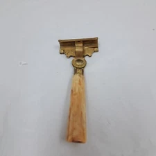 Vintage Schick Gold Tone Bakelite Single Edge Safety Razor Made in Canada