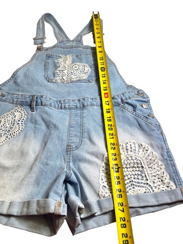 Jordache Bib Overall Denim Shorts embellish stretch Girls SZ XXL/2XG (18) - Picture 6 of 9