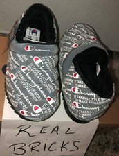 CP100907M MEN'S CHAMPION VARSITY REFLECTIVE SLIPPERS SLIDES BLACK WHITE Size 7
