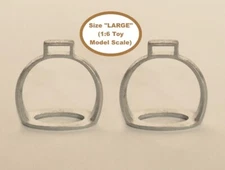 HORSING AROUND Large OLD STYLE ROCKING HORSE STIRRUPS (1:6 Scale) Pewter/Silver