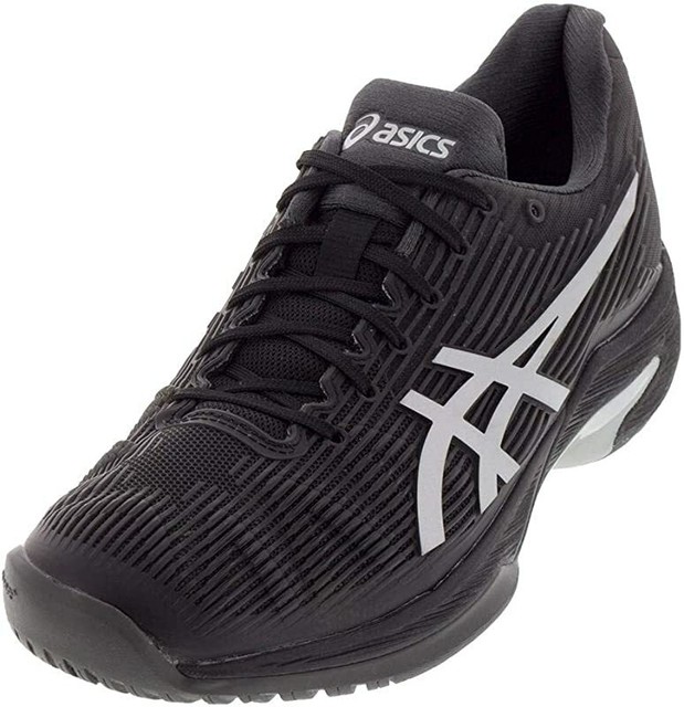 black and silver tennis shoes