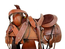 COMFORTABLE WESTERN TRAIL SADDLE HORSE PLEASURE TOOLED LEATHER TACK 15 16 17 18