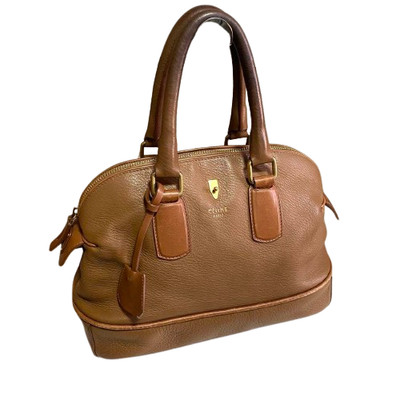 CELINE Cabas Leather Tote Bag woman casual Brown Icon Logo Authentic From Japan