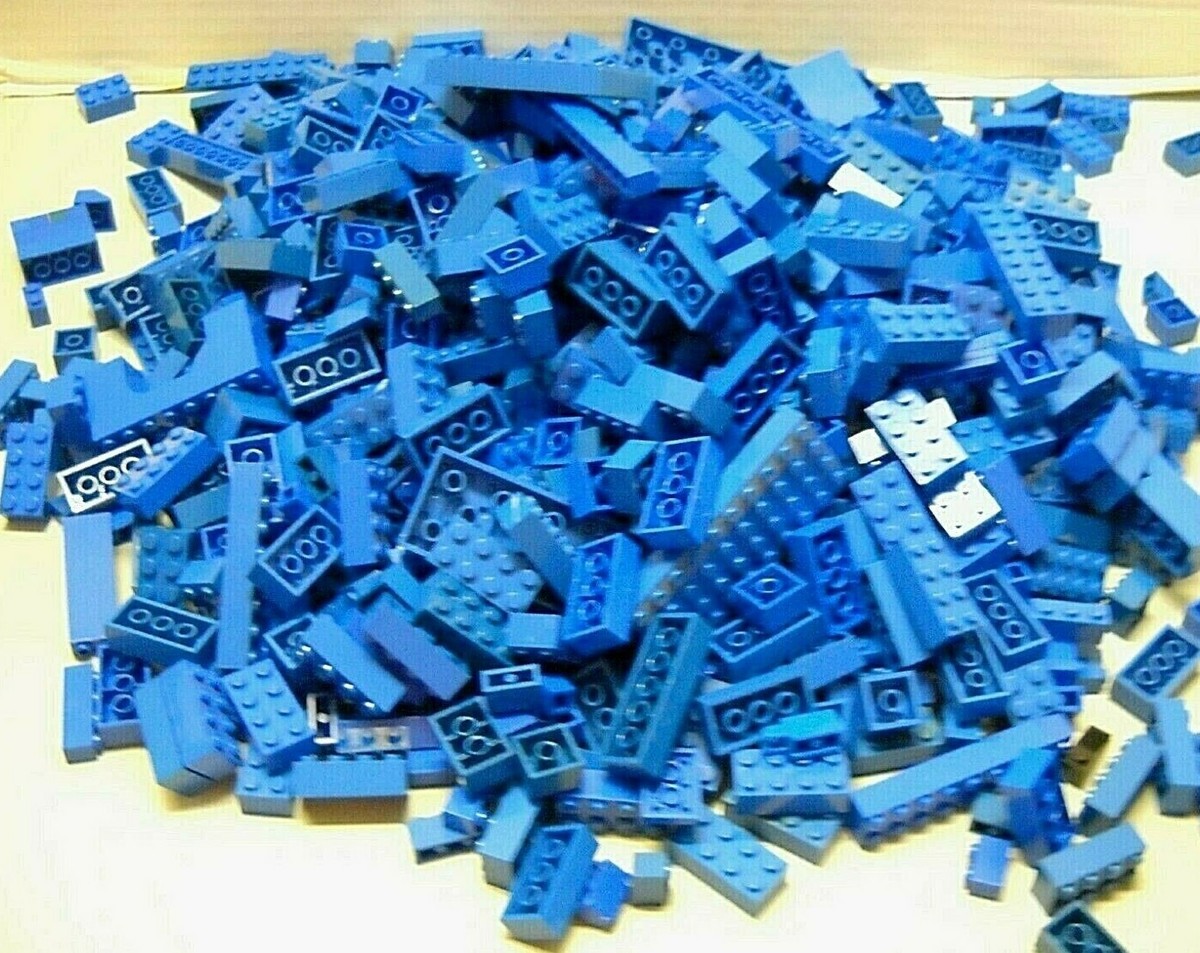 LEGO Random Bulk Lot 4 lb Loose BLUE Bricks Plates Caps Parts