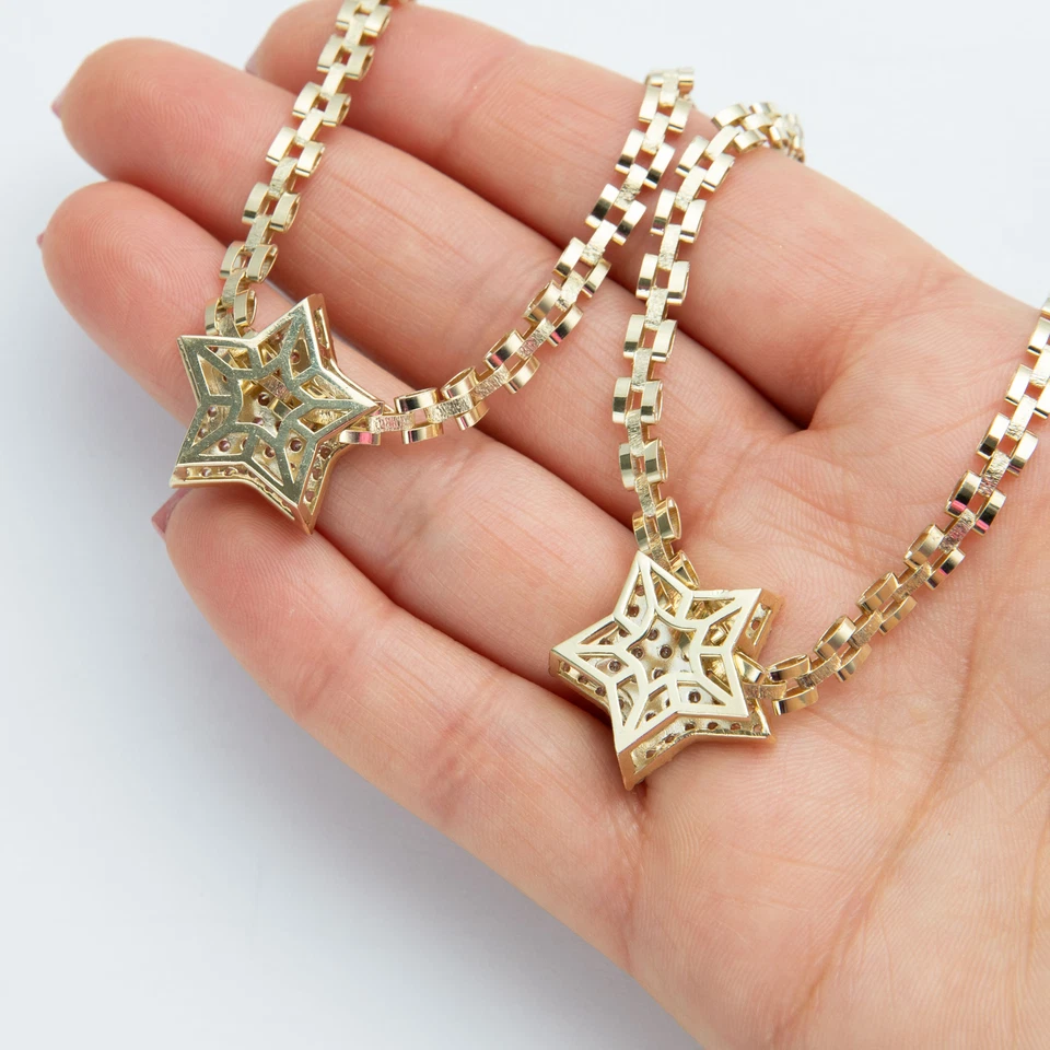 Sólido 10K Oro Brillante Colorido Estrella Colgante Collar Oro Amarillo - Imagen 2 de 4