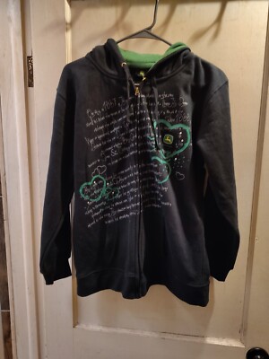 Green Jd Drawstring John Deere Women’s Medium Black/Green Full Zip Drawstring Gemstone ...