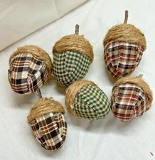 Acorns/Set of 6/Homespun Fabric/Bowl Fillers/Primitive
