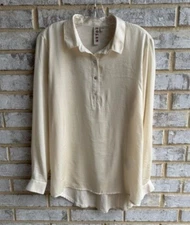 Anthropologie Dolan Long Sleeve 1/4 Button Pullover Blouse Women's Size S