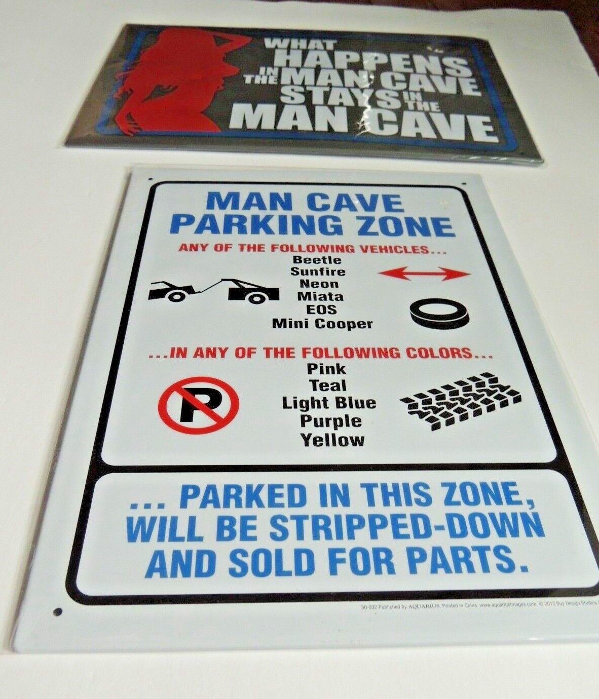 Lot Of 2 Man Cave Signs What Happens in the Man Cave & Man Cave Parking ...