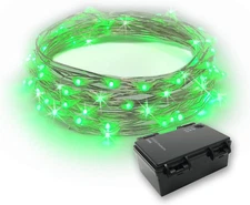 60 Leds Green Color String Lights Silver Wire Indoor and Outdoor 20 Feet Firefly