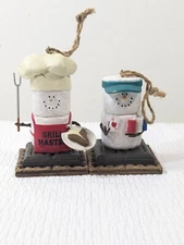 S'MORES Ornaments set 2 Grill Master & Poker Player Midwest Seasons Cannon Falls