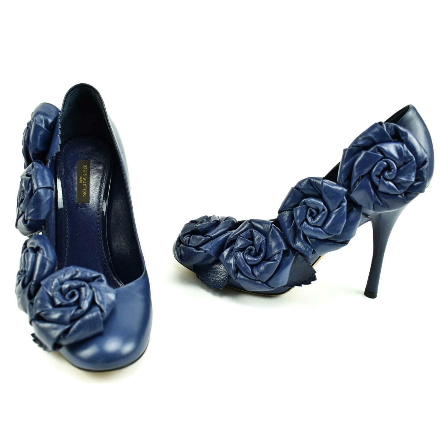 Louis Vuitton Iconic Blue Flower Sandal Heels (IT 40 / US 9) — sororité.