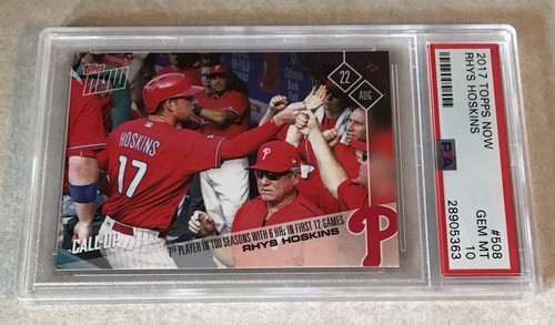 2017 TOPPS NOW #508, 517, & 604 RHYS HOSKINS 3-CARD LOT - ALL PSA 10 GEM MINT - Picture 2 of 4