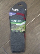 BRIDGEDALE MEN'S HIKE LIGHTWEIGHT BOOT HEIGHT GRAY SOCKS  SIZE XL