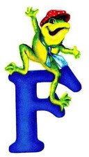 letter F frog fabric applique iron on silly not embroidered 5 inch 1pc new