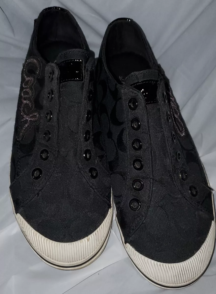 Coach Keeley Canvas sneakers women s 7B LACELESS Slip On Black