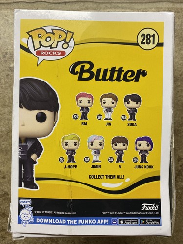 4 Funko Pop Rocks BTS Butter RM, Suga, J-Hope, Jung Kook Vinyl Figuren - Bild 5 von 9