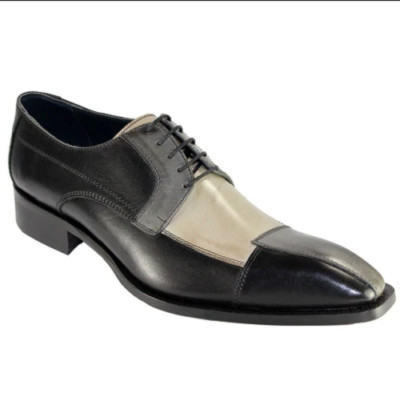 Mens Handmade Shoes Three Tone Leather Derby Lace Up Formal Dress Casual Boots