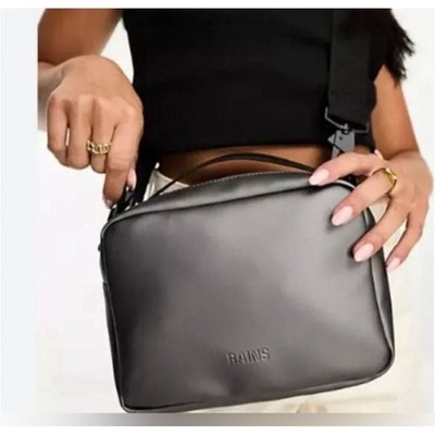 NWT RAINS Box Bag - Crossbody - Waterproof-Metallic Grey- This is a Unisex Bag