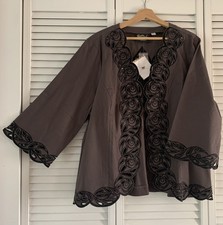 Bob Mackie Art To Wear Jacket Sz 2x Embroidered Cutout Open Cotton Blend Nwt