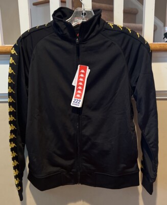 Kappa 222 Banda Anniston Black/Gold Full Zip Track Jacket Size XSmall New-w-Tags