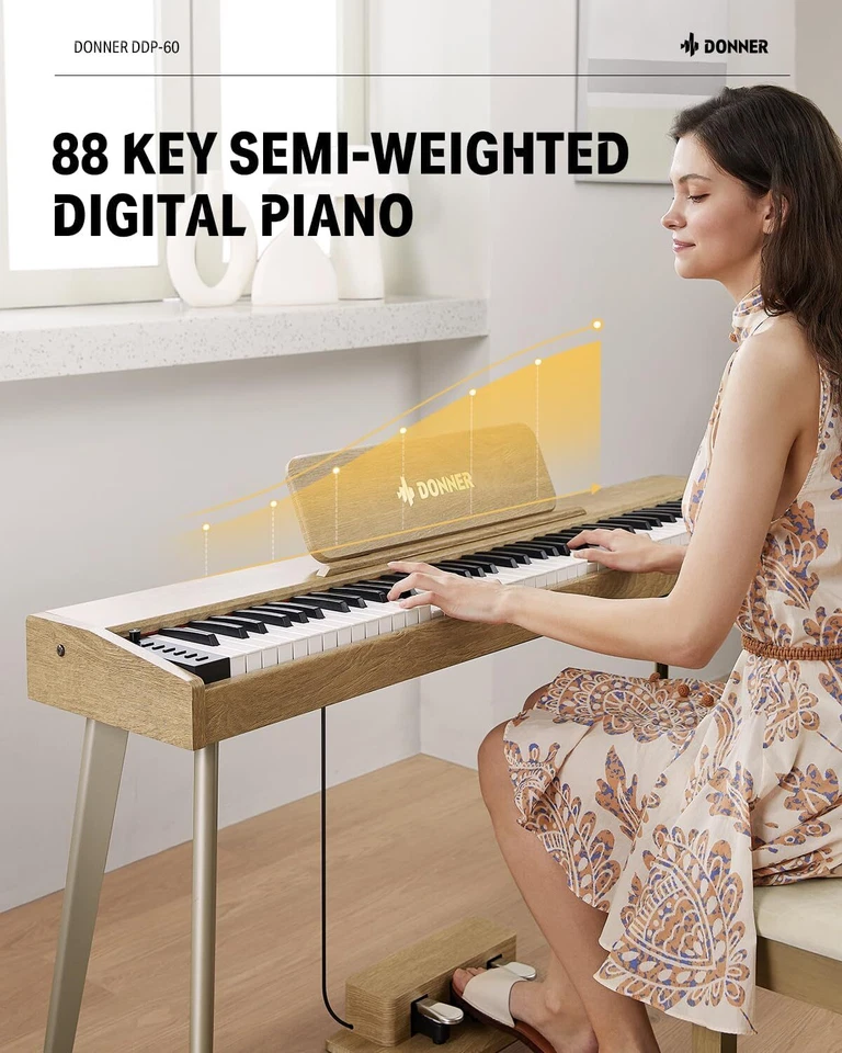 🎹 Donner DDP-60 Wood Effect Digital Piano, 88 Keys, Stand & Triple Pedal - Image 2 of 4