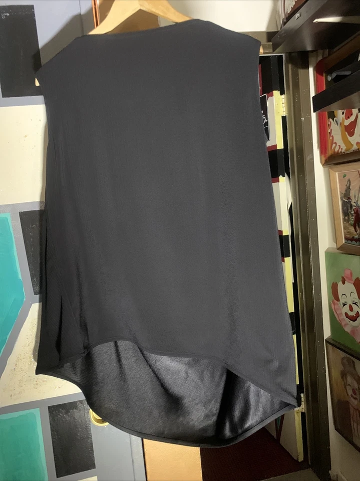 Blusa RICK OWENS GLITTER FW 17Tamanho 4 Preta Viscose Drapeada Sem Mangas - Imagem 3 de 4