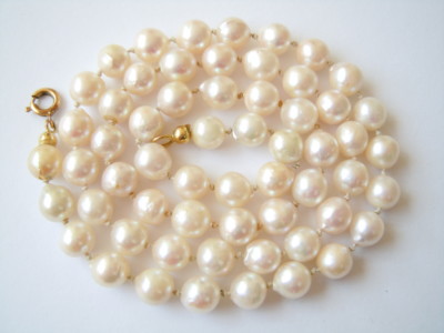 Kette Perlen 8K 333 Gelbgold Gold Federring Perlenkette Schmuck 25