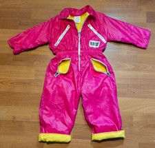 Vintage 80s BOOMERS Beverly Hills Boutique Neon Pink Zipper Snowsuit 18 Months