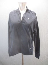 NIKE DRI-FIT Size M Womens Black Nylon Full Zip Pocket Running Track Jacket 065