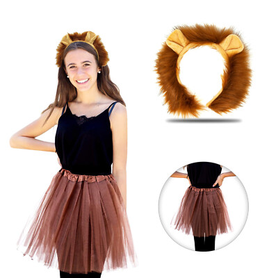 Löwe Kostüm Accessoire Set - Haarreifen + Tutu für Fasching Karneval Motto Party