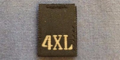 500Pcs Black Taffeta Woven Clothing Letter Size Tab Tag Label Size 4XL ...