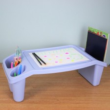 Kids Lap Desk Tray Multipurpose Activity Table Desk Laptop With Slots Home Blue
