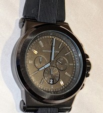Michael Kors Mens Quartz Chronograph Watch MK8152 Black Rubber New Battery 10ATM