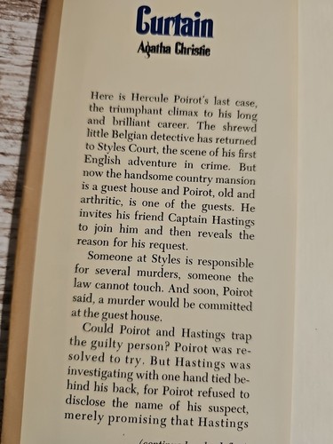 Curtain Agatha Christie Hardcover Book Club Edition Poirot Mystery Classic - Picture 5 of 10