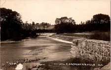 Carpentersville Illinois Mill Dam Fox River 1909 Vintage RPPC Postcard     32683