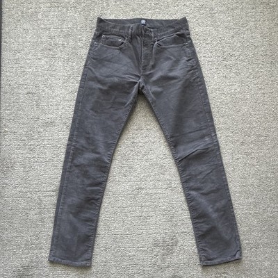 GAP Denim Men s Slim Corduroy Jeans Gray Dark Wash Mid Rise 5-Pocket Button