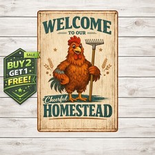 Welcome to The Funny Farm Vintage Chicken Retro Tin Metal Sign