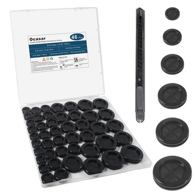 46Pcs Rubber Grommets Firewall Wiring Protection DoubleSided Black for Auto Rep