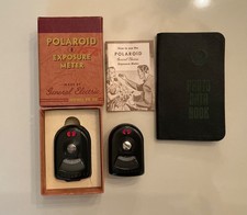Vtg. Lot Polaroid EXposure Meter General Electric PR-22 in Box, iPhoto Data Book