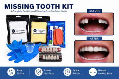 #ad Missing Tooth Kit Replace Missing Front Teeth 1 6 at Home Partial Flipper Teeth $64.99