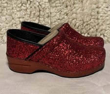 Dansko Professional Red Glitter Clogs Women's EU 40 US 9 Sparkle Dorothy EUC
