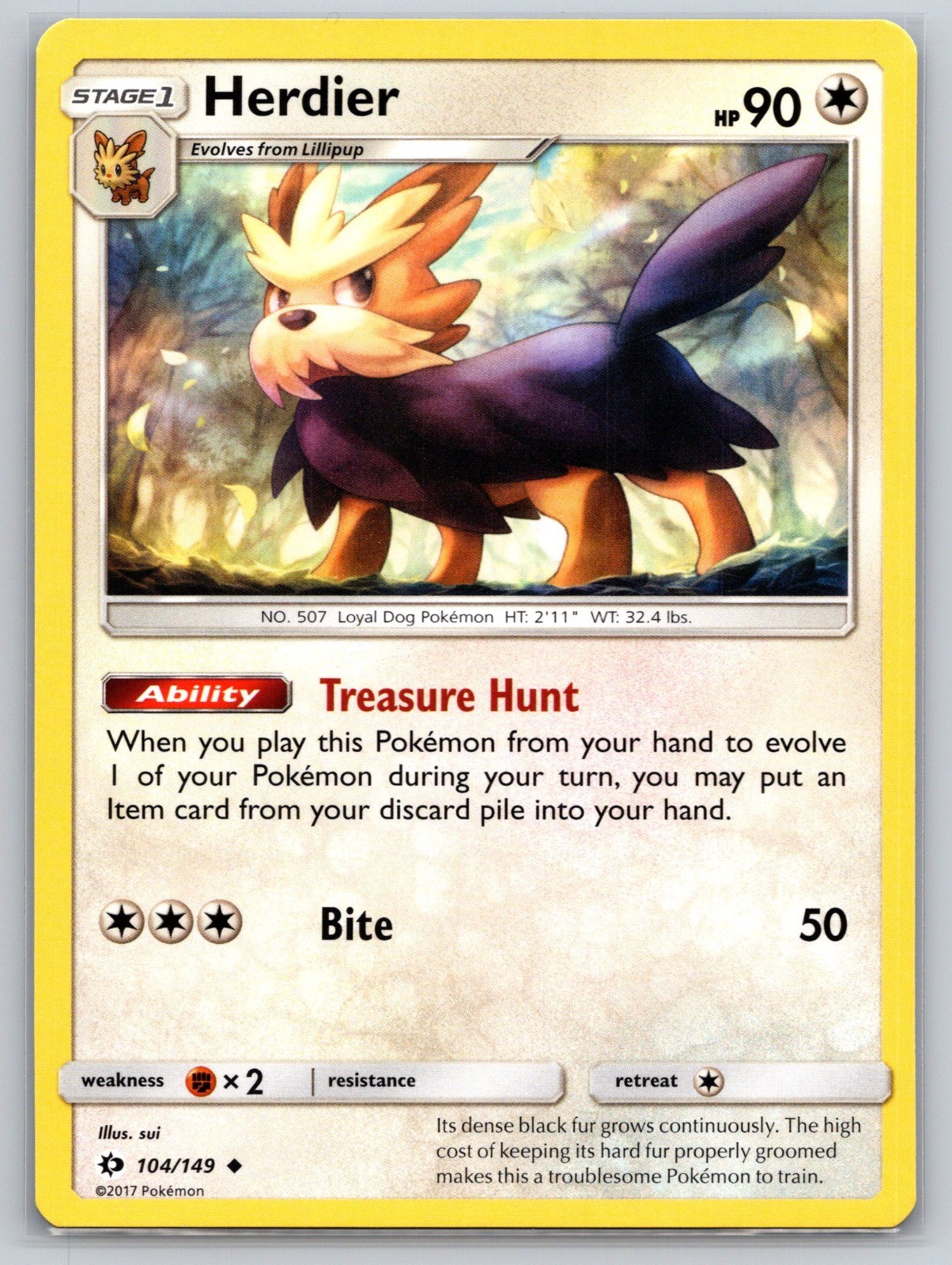 Herdier Uncommon SM Base Set 104/149 NM