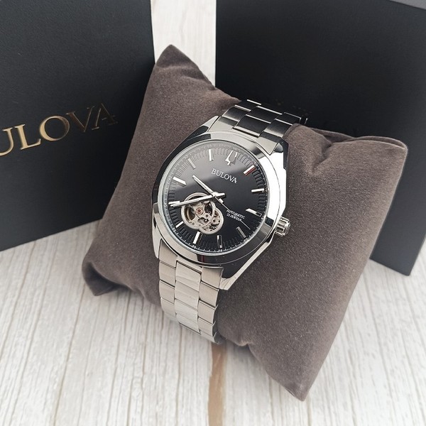 Bulova Surveyor Automático Esfera Negro-Oro Acero Plateado Reloj de Hombre 42mm 96A270 3