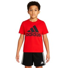ADIDIAS Set: Red Black Casual Logo Tee and 2 Sporty Shorts Boys Size 5
