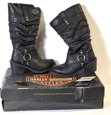 Womens Harley Davidson Riding Boots Black Noir JANA Size 7.5M  box & tags  