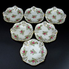 6x Rosenthal Porzellan Schale Serie Moliere Dekor Moosrose Classic Rose 10,5cm